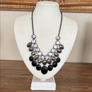 Elegant Black and Silver Statement Necklace